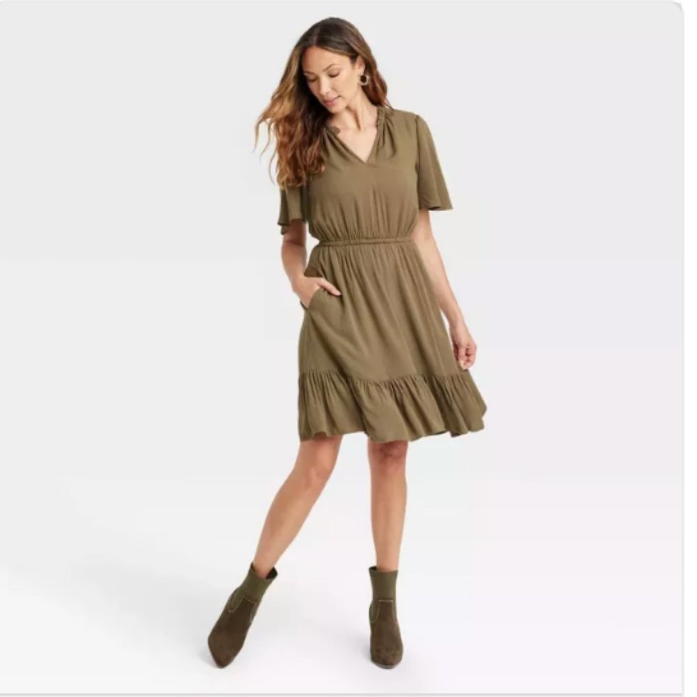 Women's Flutter Short Sleeve Tiered Dress - Knox Rose